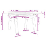 ZNTS Coffee Table Y-Frame 70x70x40 cm Solid Wood Pine and Steel 3282705