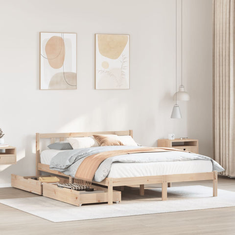 ZNTS Bed Frame without Mattress 140x200 cm Solid Wood Pine 3301636