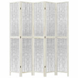 Room Divider 5 Panels White Solid Wood Paulownia 358680