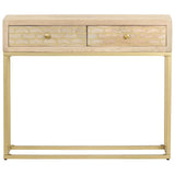 Console Table Gold 90x30x75 cm Solid Mango Wood 286505