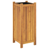 Garden Planter with Liner 31x31x75 cm Solid Wood Acacia 366432