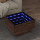 Coffee Table with LED Brown Oak 50x50x30 cm Engineered Wood 847510