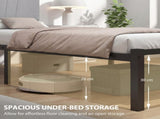 3FT Single Bed Frame with Upholstered Headboard and Underbed Storage, Black and Light Grey T3398P548762