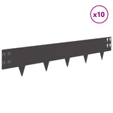 Lawn Edging 10 pcs 100 x 20 cm Steel Black 8008574