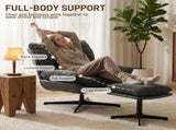 Accent Chair with Footstool, Swivel Lounge Chair with Chenille Upholstery, Metal Base, Dark Grey T3398P554106