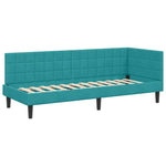 Corner Bed Frame with Headboard Turquoise 80 x 200 cm Velvet 42016416