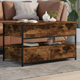 Coffee Table Smoked Oak 85x50x50 cm Engineered Wood and Metal 845388