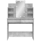 Dressing Table with LED Lights Concrete Grey 96x40x142 cm 837895