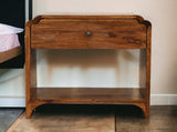 Solid Wood Newton Bedside, 1 Drawer and Open Shelf, Dark Brown B2743P402934