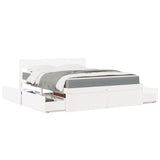 Bed with Drawers and Mattress White 160x200 cm Solid Wood Pine 3281893