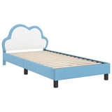 Children's Bed Frame with Headboard Blue 90 x 200 cm PU 42011186