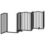 Dog Gate with Door Foldable 12 Panels Black 600 cm Poplar Wood 3155601