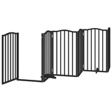 Dog Gate with Door Foldable 12 Panels Black 600 cm Poplar Wood 3155601