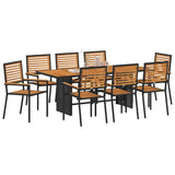 Garden Dining Set 9 pcs Black and Brown Poly Rattan 3365452