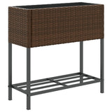 Garden Planters with Shelf 2 pcs Brown 70x28x70 cm Poly Rattan 3210511
