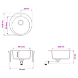 Kitchen Sink Single Basin Granite 50.5 x 29 cm Graphite 42053752