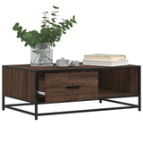 ZNTS Coffee Table Brown Oak 90x57x35 cm Engineered Wood and Metal 848758