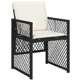 15 Piece Garden Dining Set with Cushions Black Poly Rattan 3210819