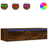 TV Cabinet with LED Lights Smoked Oak 100X35.5x25 cm 860242