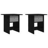 Bedside Table 2 pcs Black Oak 41 x 40 x 45 cm Engineered Wood 8000439