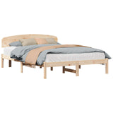 Bed Frame with Headboard Natural 160 x 200 cm Solid Pine Wood 872056