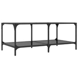 Coffee Table with Black Glass Top 98.5x50x40 cm Steel 845981