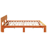 Bed Frame with Headboard Wax Brown 200 x 200 cm Solid Pine Wood 872640