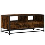 ZNTS Coffee Table Smoked Oak 100x50x45 cm Engineered Wood and Metal 848786