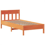 Bed Frame without Mattress Wax Brown 75x190 cm Small Single Solid Wood Pine 3323286