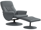 Swivel Recliner Chair with Footstool, PU Leather Armchair and Ottoman with High Back and Round Base T3398P342946