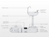 Portable Camping Sink with Running Water and Wastewater Tank, Hand Wash Basin with Rolling Wheels, T3398P348687