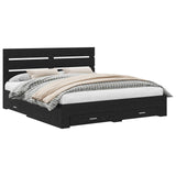 Bed Frame with Drawer Black Oak 180 x 200 cm Engineered Wood 3411944