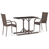 Dining Set Brown Poly rattan, powder-coated steel, glass Medium 3072451