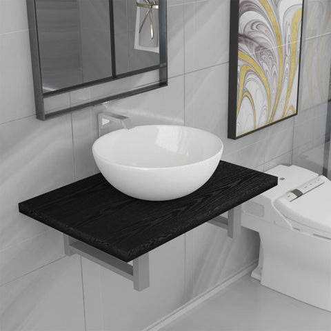 ZNTS Two Piece Bathroom Furniture Set Ceramic Black 279336