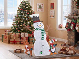 4FT White 2.5D Snowman Christmas Light Decoration with Penguin & Reindeer, 122 Warm White Lights, 31890670