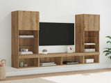 TV Wall Units with LED 5 pcs Artisan Oak Engineered Wood 3402958
