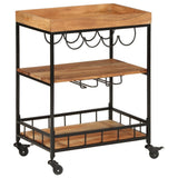 Bar Cart 60x40x80 cm Solid Wood Acacia and Iron 372753