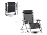 2pc Reclining Zero Gravity Sun Loungers ,Folding Chaise Lounge Chair with Cushions, Dark Grey T3398P318688