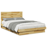 Bed Frame with Headboard without Mattress 120x190 cm Small Double Solid Wood Oak 3324141