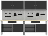 Work Bench Set 8 pcs Black and Grey Powder-Coated Steel 3321494