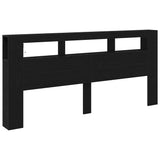 LED Headboard Black Oak 220 x 18.5 x 103.5 cm Engineered Wood 863117