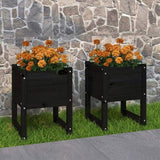 Planters 2 pcs Black 40x40x52.5 cm Solid Wood Pine 822116