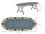 8 Player Folding Poker Table, with Cup Holders, Cushioning Edge, Brown and Blue T3398P377382