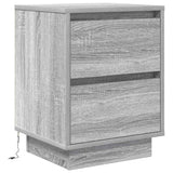Bedside Cabinet with LED Lights Grey Sonoma 38x34x50 cm 861293