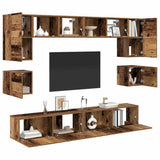 TV Cabinet Set Wall-mounted 8 pcs Old Wood Engineered Wood 3393321
