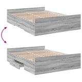 Bed Frame with Drawers without Mattress Grey Sonoma 120x200 cm 3280305