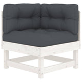 Corner Sofas with Cushions 2 pcs White Solid Wood Pine 825451