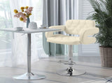 PU Leather Upholstered Swivel Bar Stool, Height Adjustable with Back, Armrest, Footrest, Beige T3398P328152