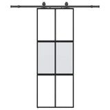 Sliding Door with Hardware Set Black 76x205 cm Tempered Glass 3375823