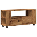 TV Cabinet with Wheels Old Wood 102x34.5x43 cm Engineered Wood 855990